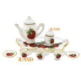 Dollhouse Strawberry Floral Tea Set Elegantly