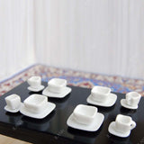 Dollhouse Plain White Square Tea Set Lovely