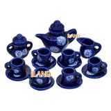 Dollhouse White Daisy Tea Set Ink Blue