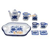 Dollhouse Blue Vine Tea Set Vintage