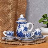 Dollhouse Blue Chrysanthemum Garden Printed Tea Set Mystery