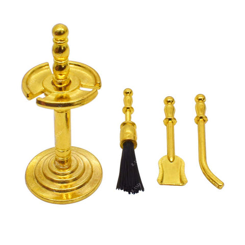 Golden Dollhouse Fireplace Tool Set