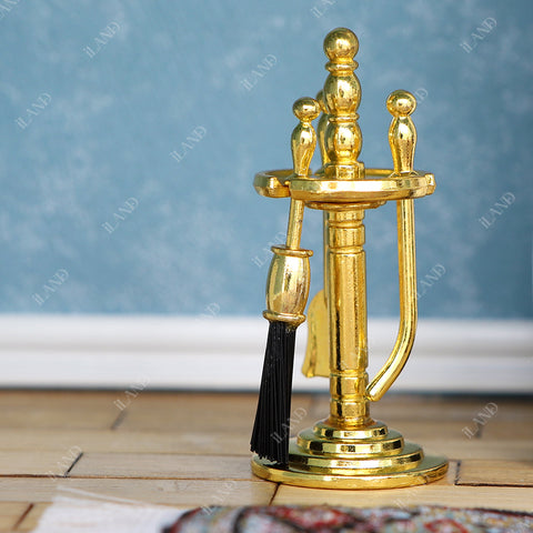 Golden Dollhouse Fireplace Tool Set