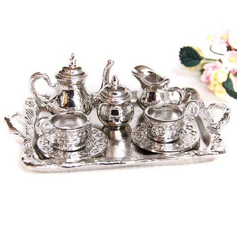 Dollhouse Metal Silver Tableware Wine Set