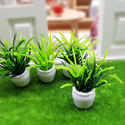 Dollhouse Mini Plastic Green Plants 4pcs