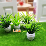 Dollhouse Mini Plastic Green Plants 4pcs