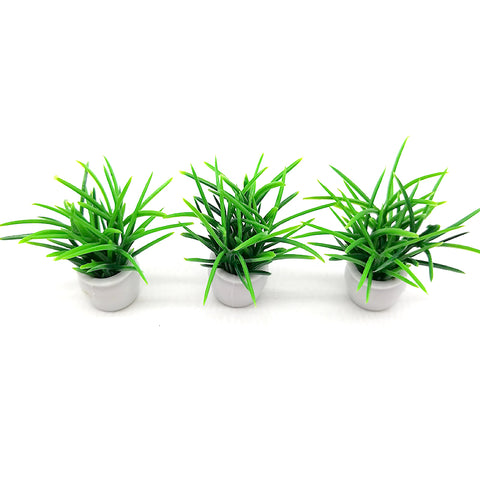 Dollhouse Mini Plastic Green Plants 4pcs