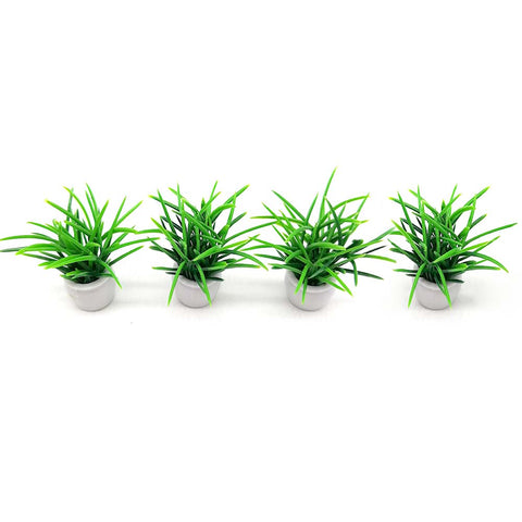 Dollhouse Mini Plastic Green Plants 4pcs