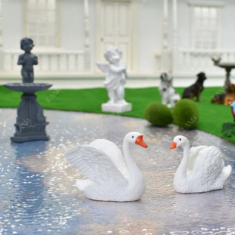 Fairy Garden Ornaments Resin Swan Figurines Outdoor Statues