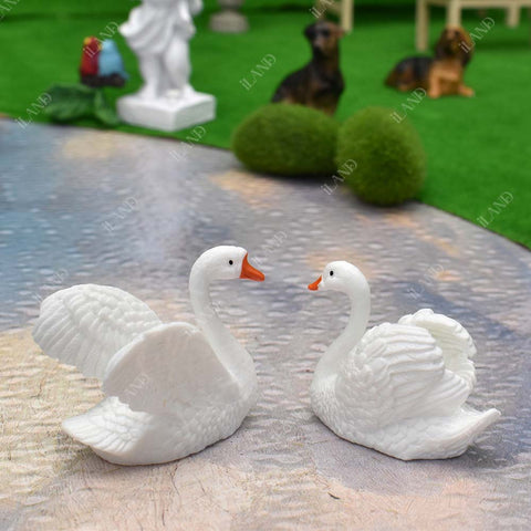 Fairy Garden Ornaments Resin Swan Figurines Outdoor Statues