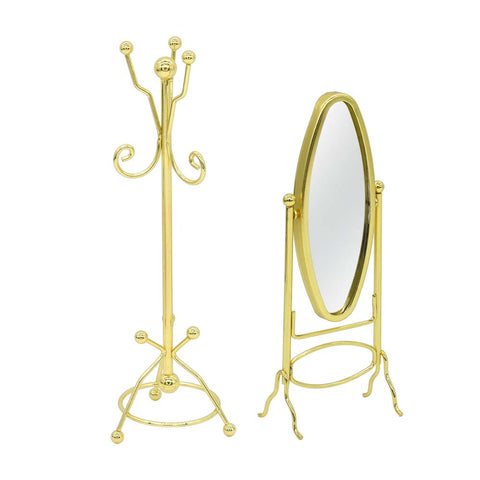 Golden Miniature Coat Rack & Full Length Mirror