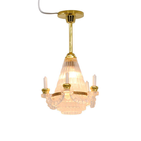 Dollhouse Plug-In Model Crystal Five Candle Chandelier Dazzling