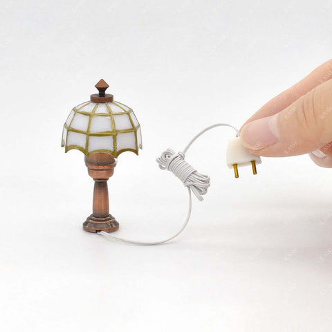 Dollhouse Plug-In Model White Tiffany Table Lamp Luxury