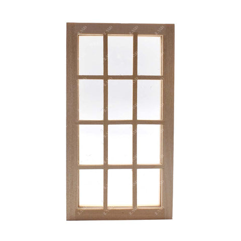 Miniature Dollhouse 12-Pane Window w/ Acrylic Glass