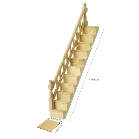 Dollhouse Stairs w/ Adjustable Handrails & Corner Boards