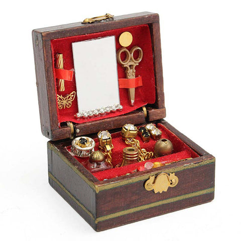 Dollhouse Accessories Mini Wood Jewelry Box