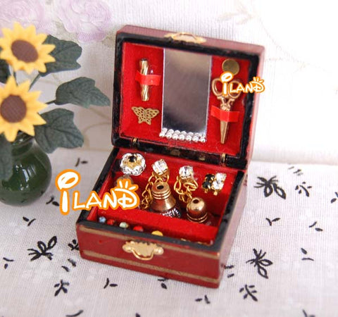 Dollhouse Accessories Mini Wood Jewelry Box