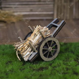 Dollhouse Mini Handcart With Hay