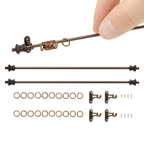 Dollhouse Mini Curtain Rods With Antique Crown Finial (Premium Bronze)