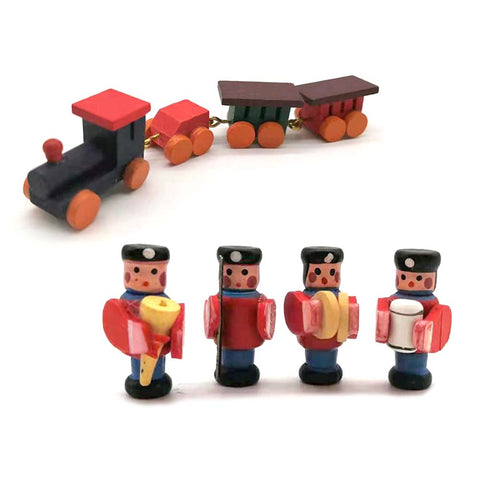 Dolllhouse Accessories Wood Train and a Four-piece Band