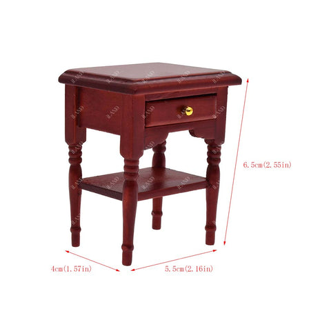 Dollhouse Bedroom Furniture in Mahogany Color (Classical Miniature Furniture 6pcs)