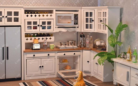 Luxury Kitchen Dollhouse Kitchen with Dollhouse Accessories Set