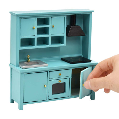 Dollhouse Blue Modern Kitchen Cabinet