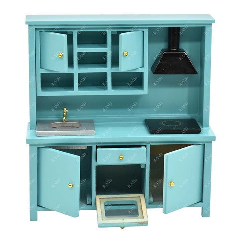 Dollhouse Blue Modern Kitchen Cabinet