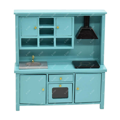 Dollhouse Blue Modern Kitchen Cabinet