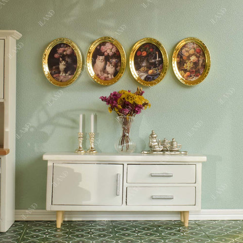 4 Dollhousew Picture Frames with Paintings