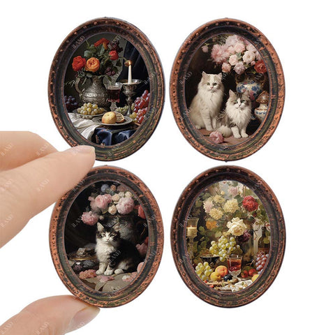 4 Dollhousew Picture Frames with Paintings