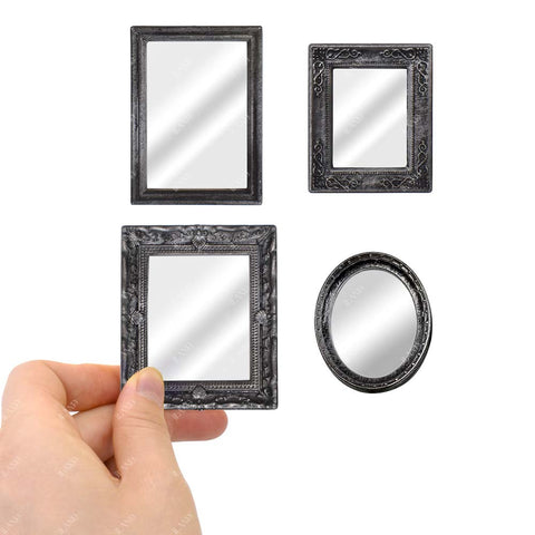 Glass Dollhouse Mirror Luxury 4pcs