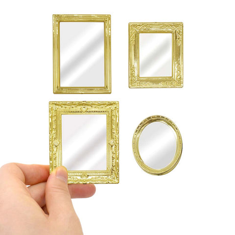 Glass Dollhouse Mirror Luxury 4pcs