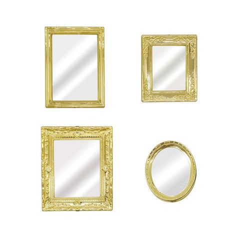 Glass Dollhouse Mirror Luxury 4pcs