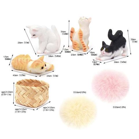 4PCS Mini Cat Figures w/ Accessories