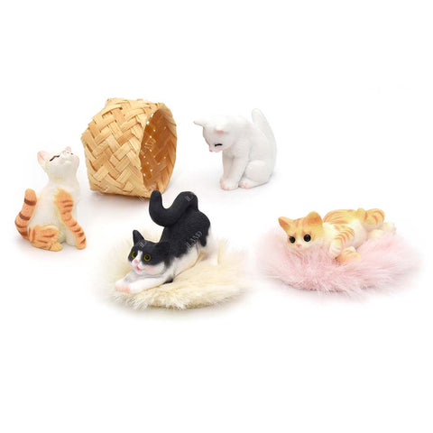 4PCS Mini Cat Figures w/ Accessories