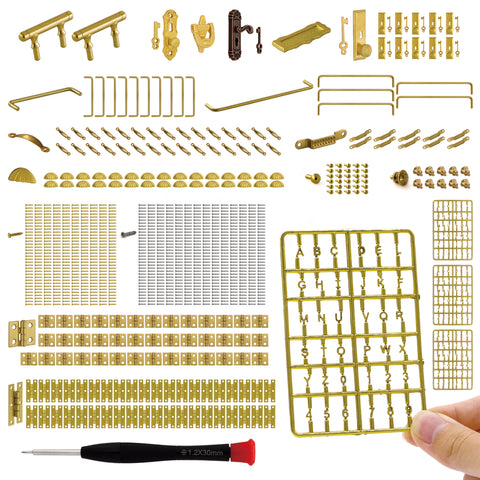 Dollhouse Handles & Hardware & Mini Hinges 20 Kinds Over 700 pcs