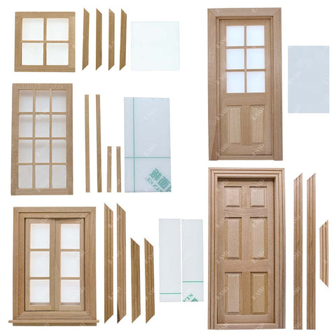 Dollhouse Doors and Windows Set 20pcs