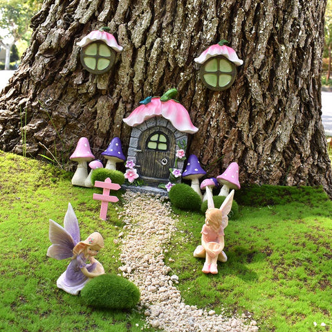 Fairy Garden Ornaments Resin Mushrooms Figurines Outdoor Statues