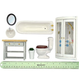 Dollhouse Bathroom Set Modern 7pcs