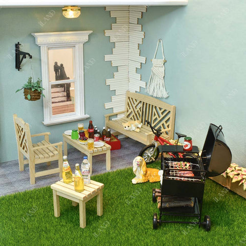 Wooden Dollhouse Patio & Garden Furniture Set