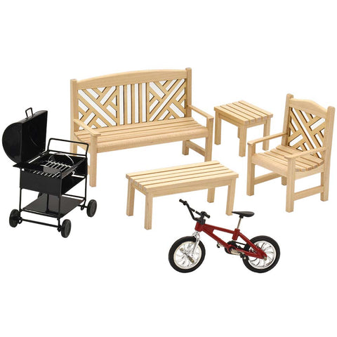 Wooden Dollhouse Patio & Garden Furniture Set