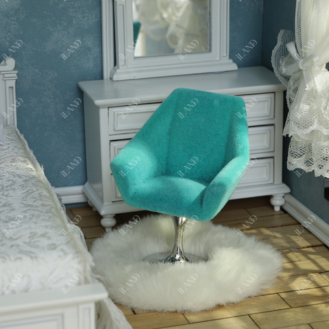 Dollhouse Furniture Miniature Swivel Chair & Carpet