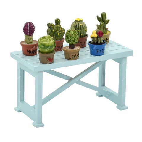 Dollhouse Table w/Succulent Dollhouse Plants 8pcs