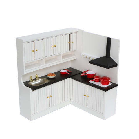 Dollhouse Kitchen Cabinet w/ Mini Pots & Eggs