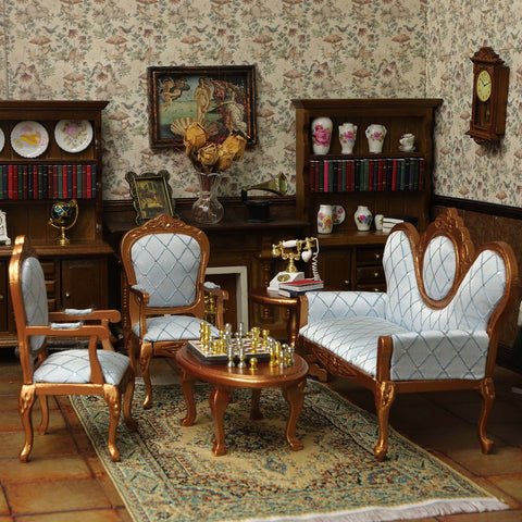 Victorian Dollhouse Furniture  Living Room Vintage Set 8pcs