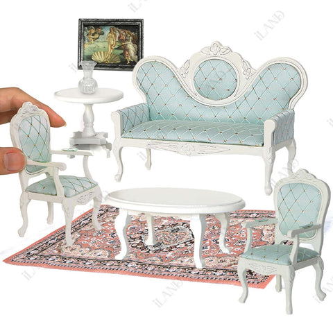 Victorian Dollhouse Furniture  Living Room Vintage Set 8pcs