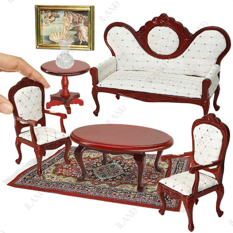 Victorian Dollhouse Furniture  Living Room Vintage Set 8pcs