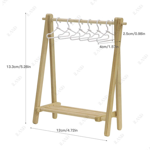 Dollhouse Miniature Rack w/ 6 Mini Hangers