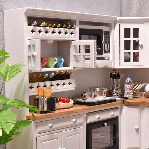 Luxury Kitchen Dollhouse Kitchen with Dollhouse Accessories Set